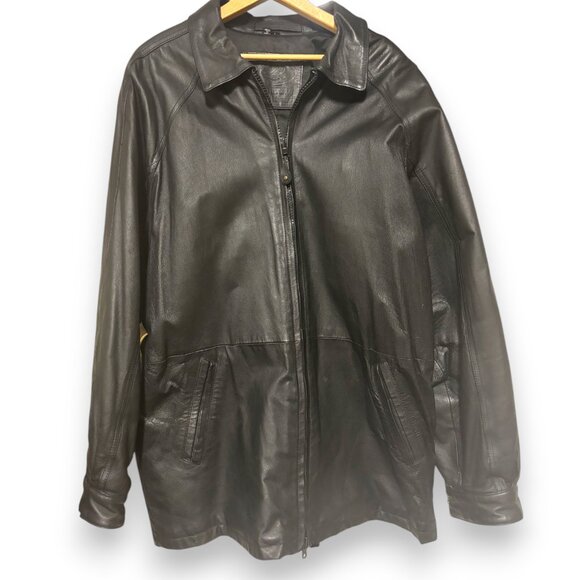 Georgetown Leather Design vintage women's black genuine leather jacket sz L - Picture 3 of 16